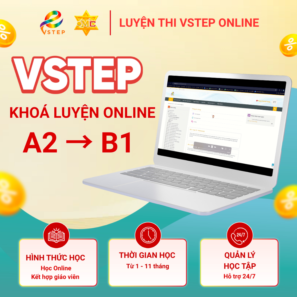 Khóa học - Luyện thi VSTEP từ A2 lên B1 - EVSTEP - Trung Tâm Ngoại Ngữ OM'C