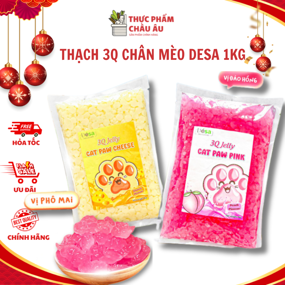Thạch 3Q Chân Mèo DESA 1kg - Nguyên Liệu Pha Chế Tiện Dụng, Thức Ăn Cho Mèo, Tăng Doanh Số Quán Với 