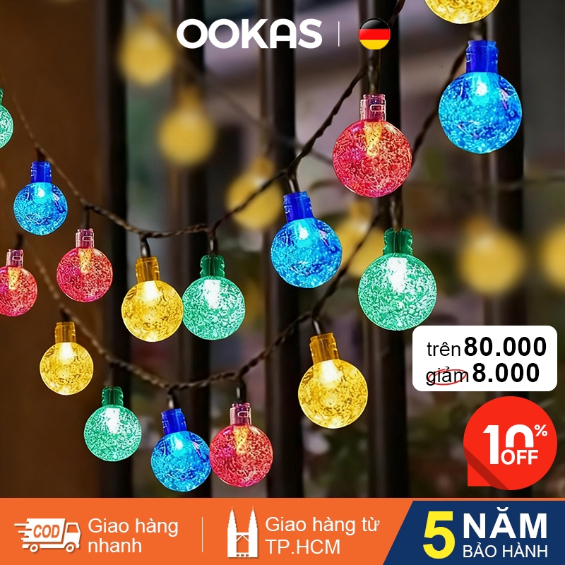 OOKAS Đèn Led trang trí năng lượng mặt trời, Đèn bi bọt 30/50/100 bóng led