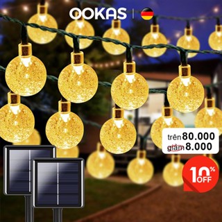 OOKAS Dây đèn led trang trí năng lượng mặt trời，Bóng pha lê năng lượng mặt trời chống nước