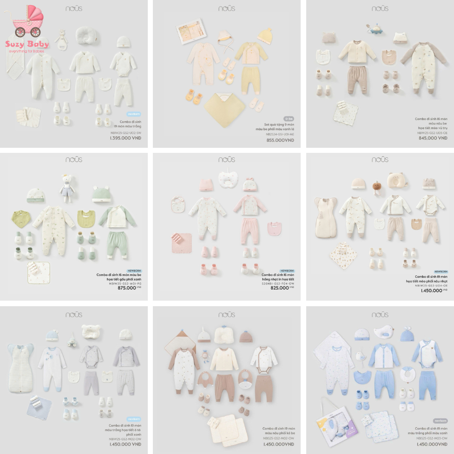 ̣̣̣(MẪU MỚI) Nous Set quà tặng sơ sinh NEWBORN, 0-3M, 1 tuổi NOUS, SUZYBABY