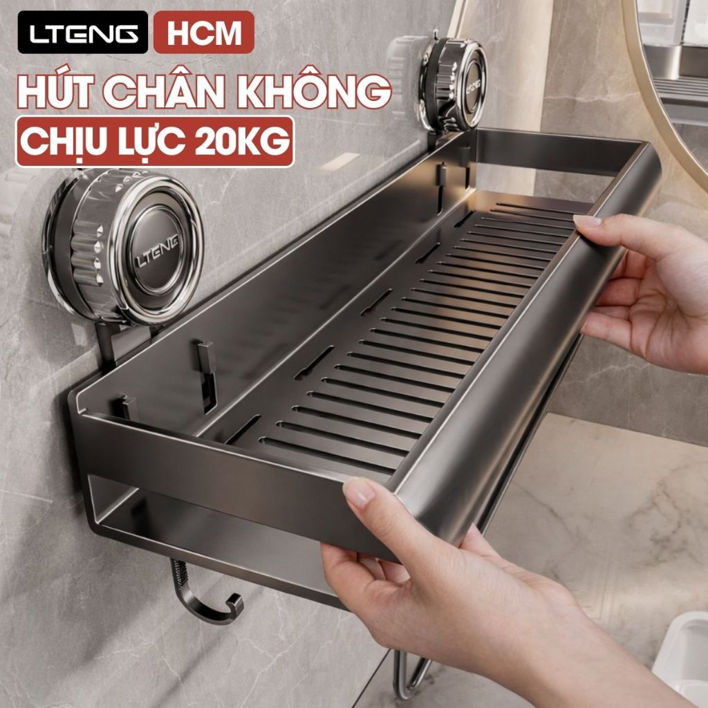 Kệ để đồ nhà tắm cao cấp LTENG lắp đặt bằng cốc hút chân không chất liệu thép carbon cao cấp, chống 