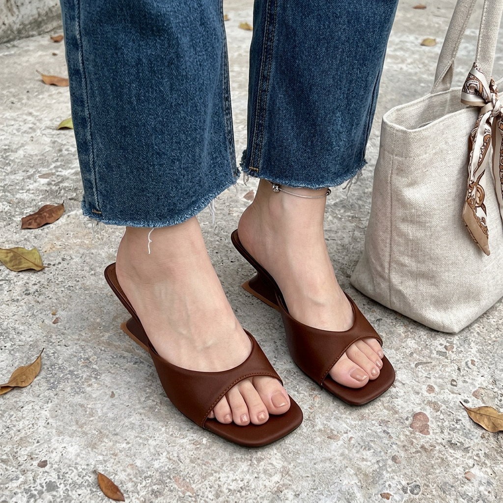 Dép cao gót nữ MAILIAA guốc nữ gót cách tân 3 phân