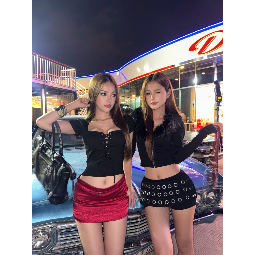 Chân váy lụa ngắn chữ a QUEENCI - 𝐊𝐈𝐋𝐋 𝐒𝐘𝐒𝐓𝐄𝐌 | BigBuy360 - bigbuy360.vn