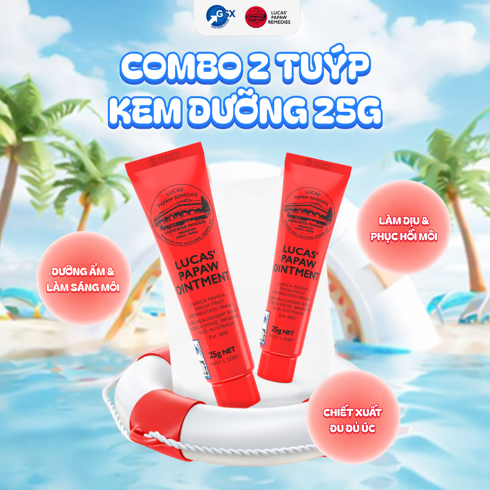[Lucas Papaw] Combo 2 Kem Đu Đủ 25g Lucas Papaw's Ointment Dưỡng Môi Giảm Khô Nứt Da