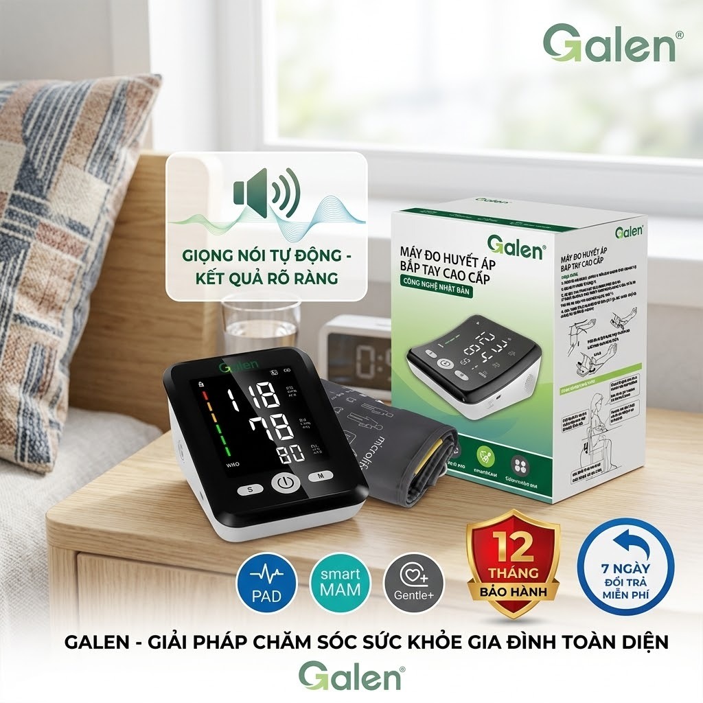 Máy Đo Huyết Áp Thông Minh Galen G009 Đọc Thông Số Tự Động Bằng Giọng Nói Cho Kết Quả Chuẩn , Theo Dõi Sức Khỏe Tại Nhà,
