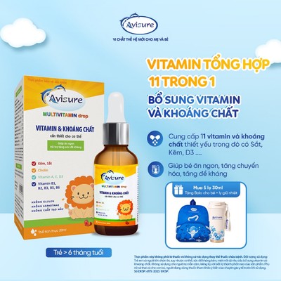 Avisure multivitamin TPBVSK bổ sung vitamin và khoáng chất thiếu yếu cho bé 30ml