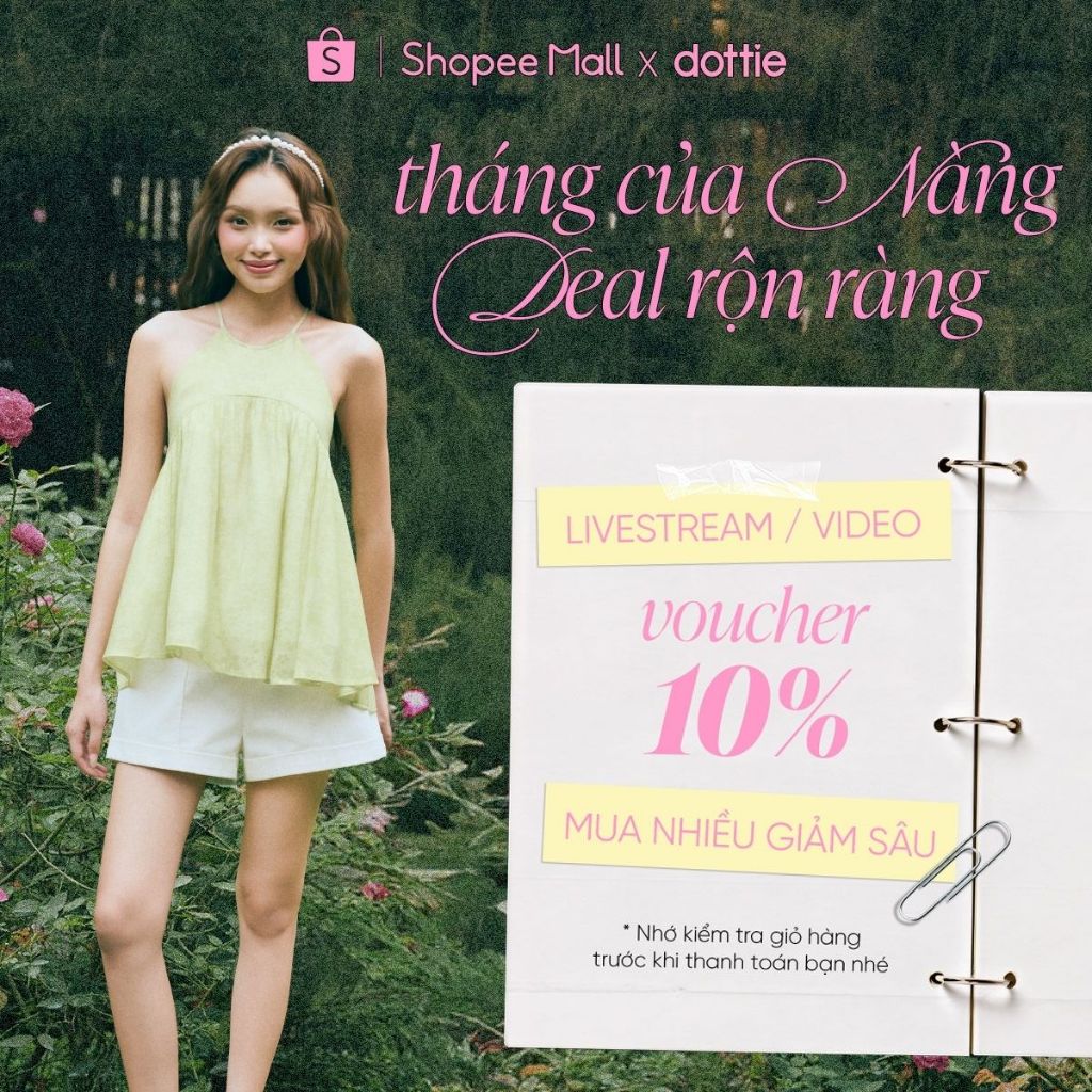 [SUMMER] DOTTIE - Áo cổ yếm nhún ngực - Xanh bơ - T1179