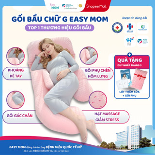 Gối bầu chữ G Easy MOM vải nhung hạt nổi matxa mềm mịn cao cấp giảm đau lưng, nâng đỡ bụng bầu kèm gối phụ