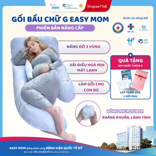 Gối Bầu Chữ G Vỏ Điều Hòa Easy MOM mát lạnh, thoáng khí cho mẹ bầu ôm kê bụng ngủ ngon không nóng
