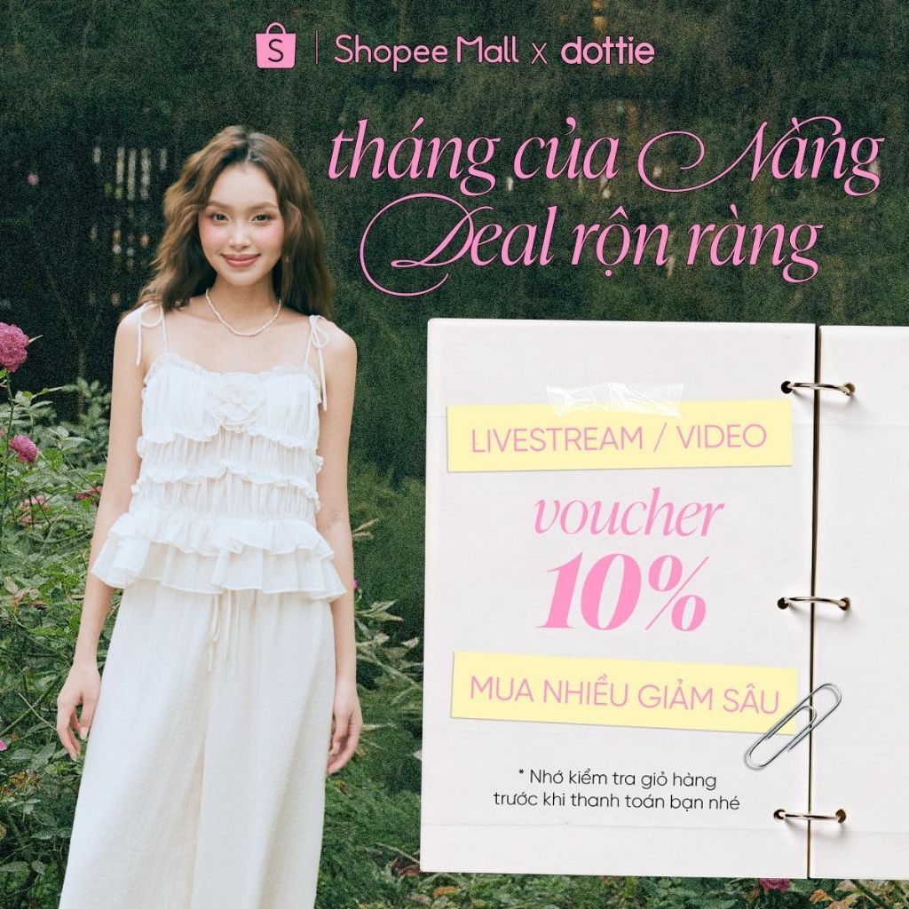 [SUMMER] DOTTIE - Áo hai dây hoa bèo - Trắng kem - T1188