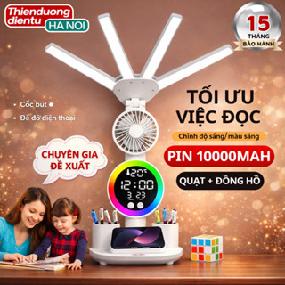 [HOT 2025] Đèn học để bàn LED RGB Taiyoken 10.000mAh siêu tích điện 8 giờ, đèn bàn học chống cận có đồng hồ - BH 15 thán