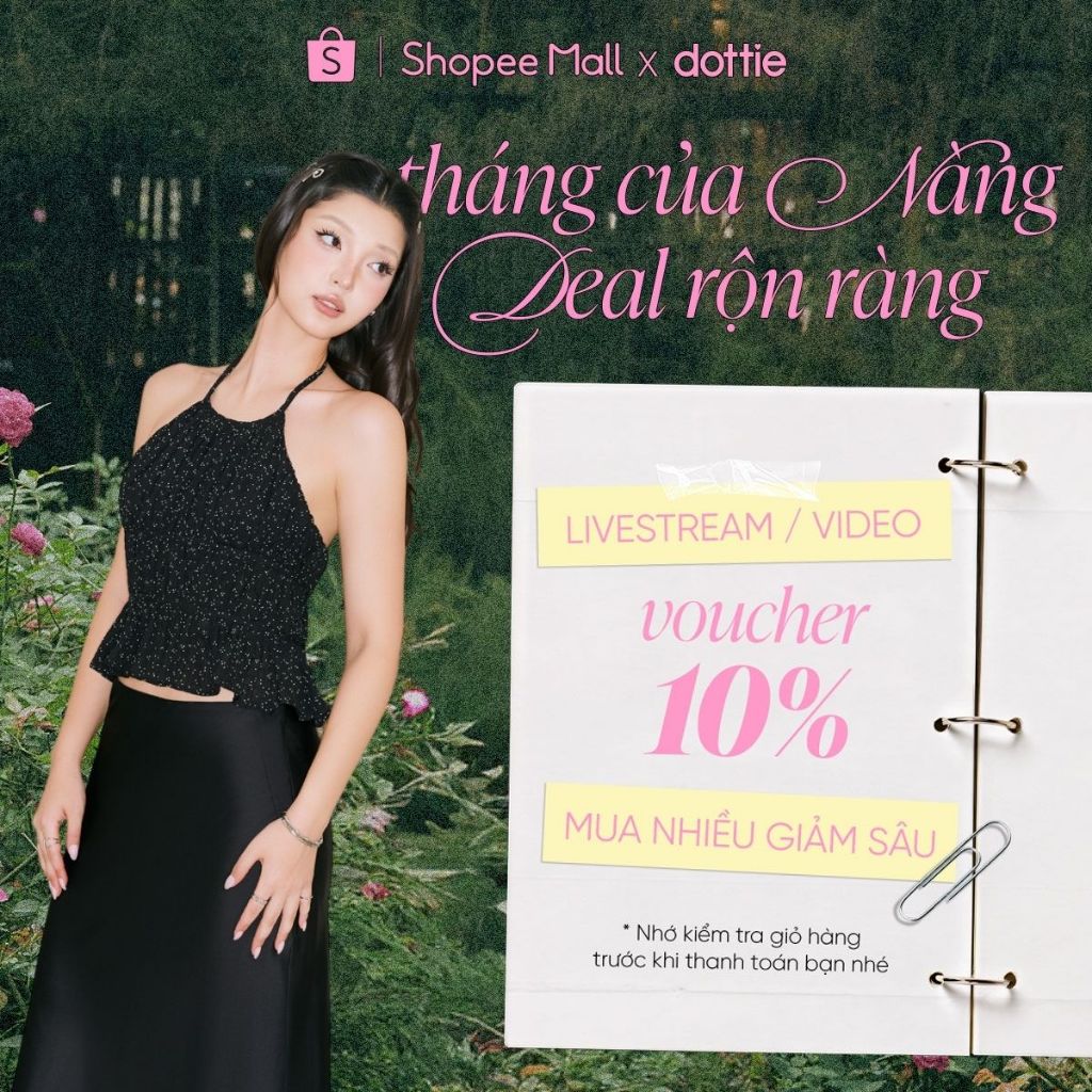 [SUMMER] DOTTIE - Áo yếm cột nơ lưng - Đen - T1175