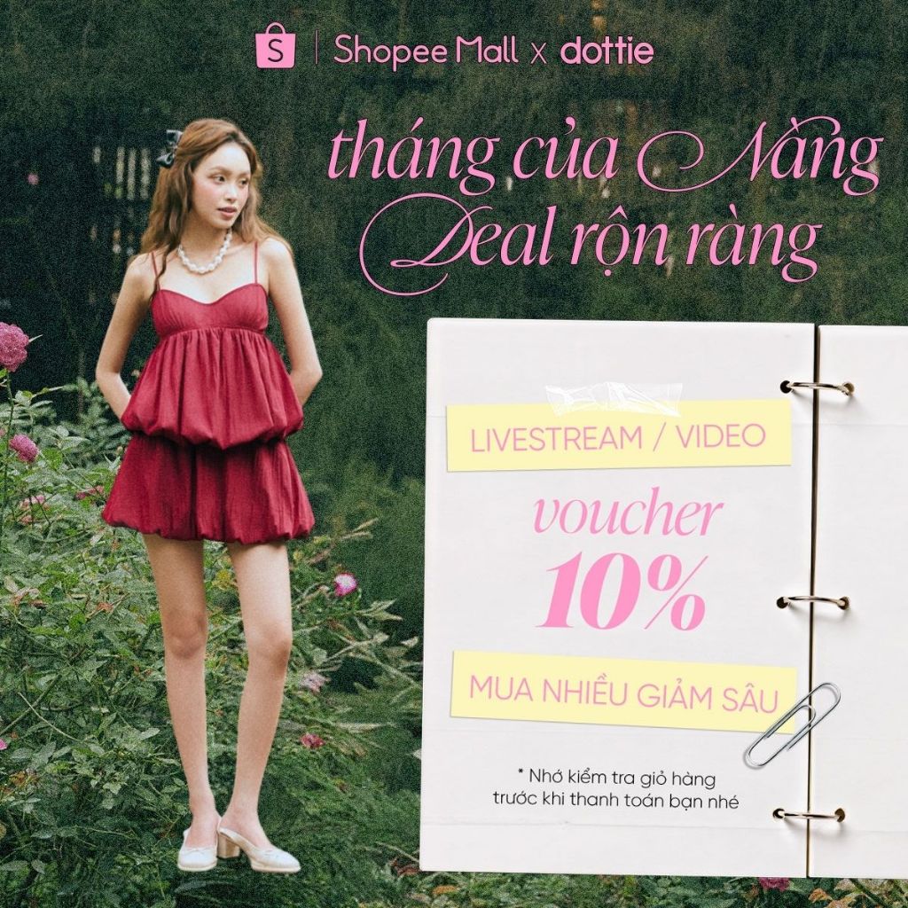 [SUMMER] DOTTIE - Chân váy bí rút nhún - Đỏ - S0305