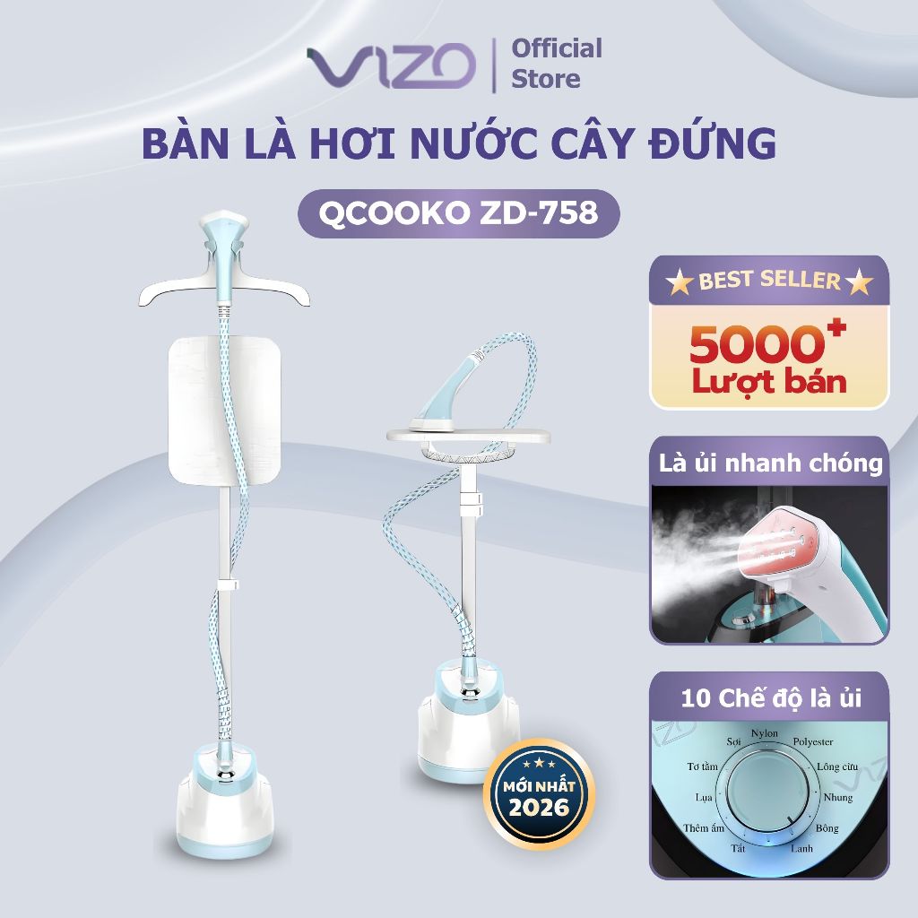 [Hỏa tốc HN] Bàn Là Hơi Nước Cây Đứng ZD758 Công Suất 1800W, Bàn ủi hơi nước cầm tay ủi mọi loại vải