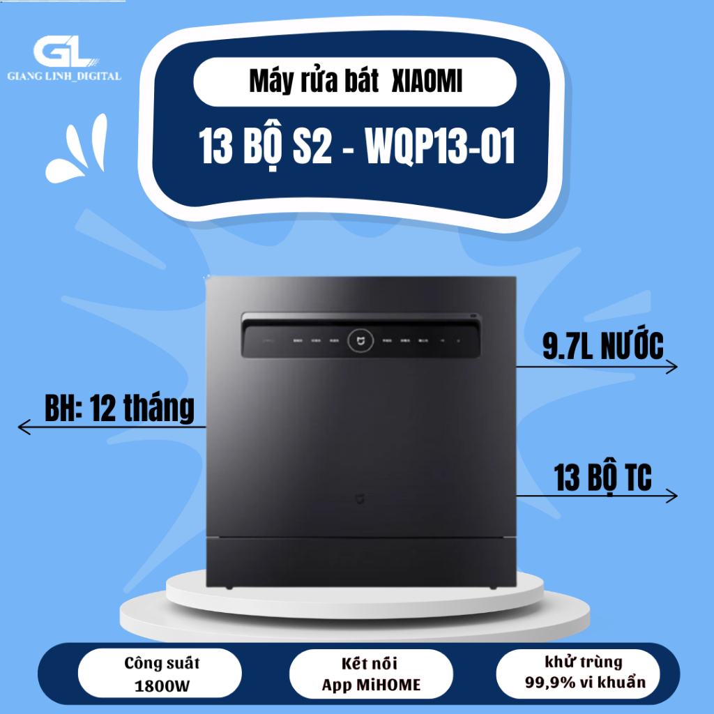 Máy rửa bát, rửa chén âm tường Mijia S2 13 bộ rửa sấy nhiệt độ cao