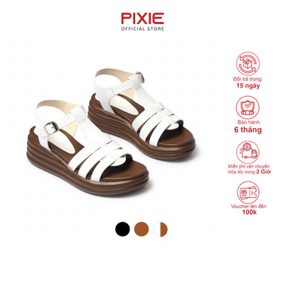 Giày Sandal Cao Gót Nữ 5cm Đế Xuồng Lượn Sóng Quai Đan Pixie H441