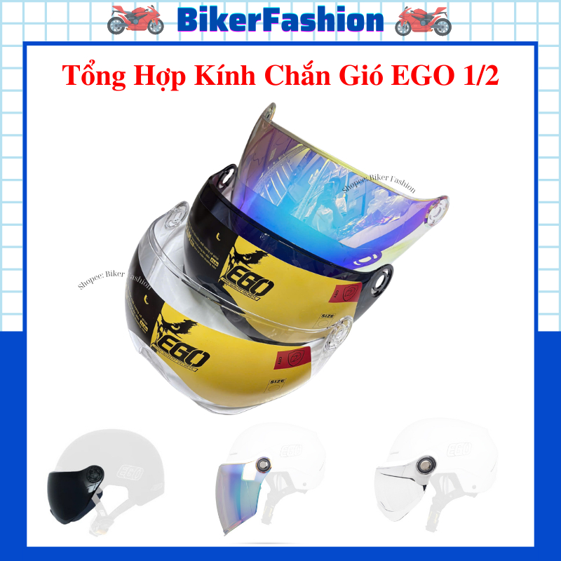 Tổng Hợp Kính Thay Thế Mũ Ego 1/2, E21, E22/23 - Kính Chắn Gió, An Toàn [Không Bao Gồm Mũ]