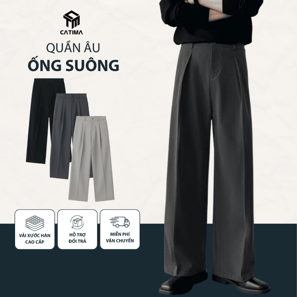 [DEAL MỞ BÁN] Quần Âu Ống Suông CATIMA Vải Xước Hàn Cao Cấp -  QA59