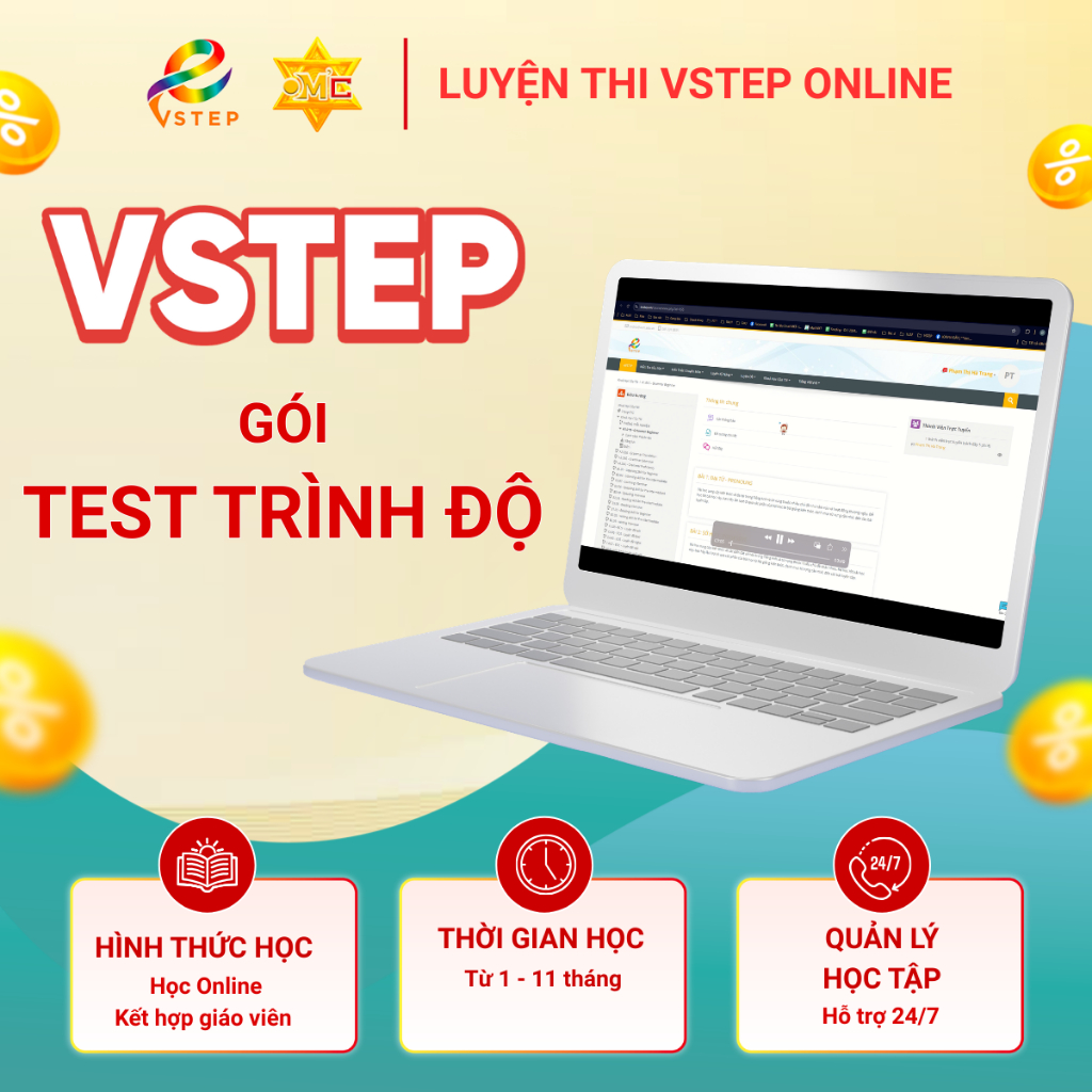 Gói test trình độ tiếng Anh VSTEP, gói test online trên máy - EVSTEP - TRUNG TÂM NGOẠI NGỮ OM'C