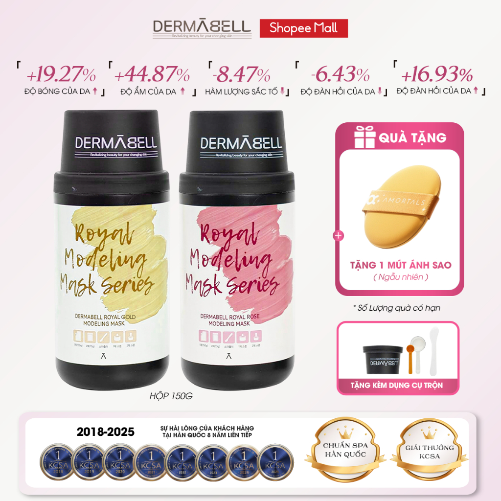 [Dermabell Vietnam] Mặt Nạ Thạch Dẻo Hoa Hồng - Vàng 24K DERMABELL Giúp Da Đàn Hồi, Trắng Sáng