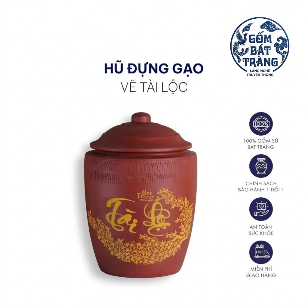 Hũ gạo tài lộc - chum gạo - chĩnh đựng gạo phong thuỷ - hũ gạo tài lộc