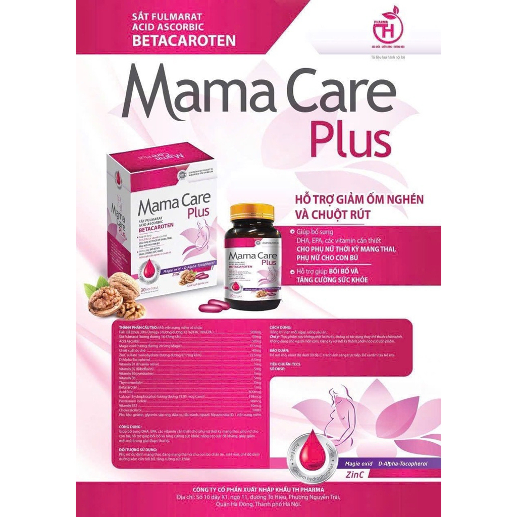 Mama care plus Vitamin tổng hợp cho bà bầu bổ sung sắt kẽm DHA vitamin D3.