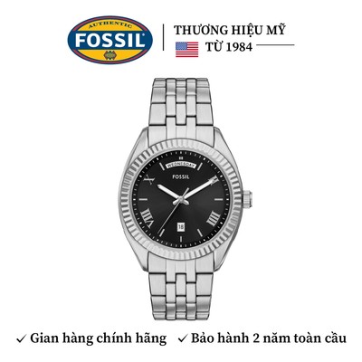 Đồng hồ nam Fossil Campbell FS6139, mặt đen, 42MM, dây thép không gỉ, xem Thứ ngày