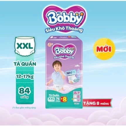 Tã/bỉm quần Bobby Lõi nén thần kỳ M112/L96/XL84/XXL76