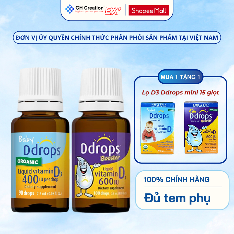 Ddrops Vitamin D3 thuần Organic dạng lỏng hỗ trợ chắc khỏe xương và tăng cường hệ miễn dịch cho bé 4