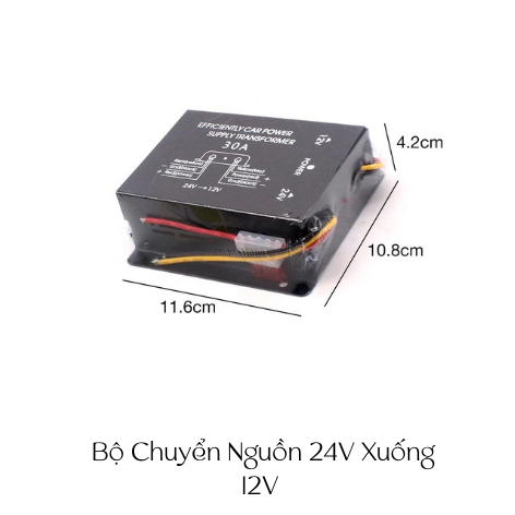 Bộ Chuyển Nguồn 24V Sang 12V Ô Tô Xe Tải – Bộ Hạ Áp DC DC Converter 24V→12V, Nguồn Camera Hành Trình
