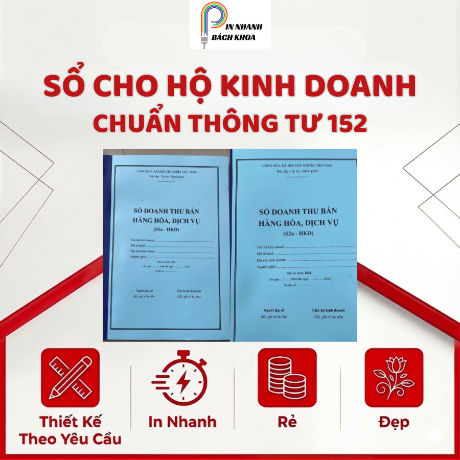 Sổ Cho Hộ Kinh Doanh S1A + S2A (Chuẩn thông tư 152) 100 trang A4, dày 0,8mm (loại dày nhất)