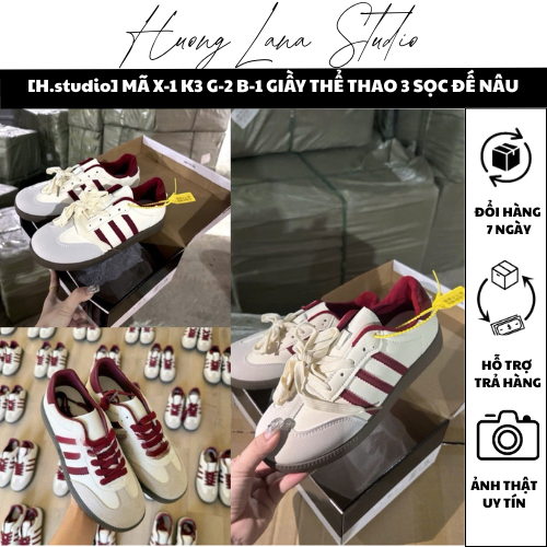 [H.studio] MÃ X-1 K3 G-2 B-1 GIẦY THỂ THAO 3 SỌC ĐẾ NÂU
