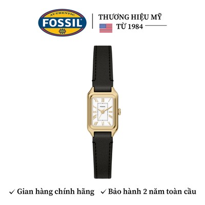 Đồng hồ nữ Fossil Raquel dây da mặt Mini trắng hình chữ nhật 18MM, dây đen, ES5470