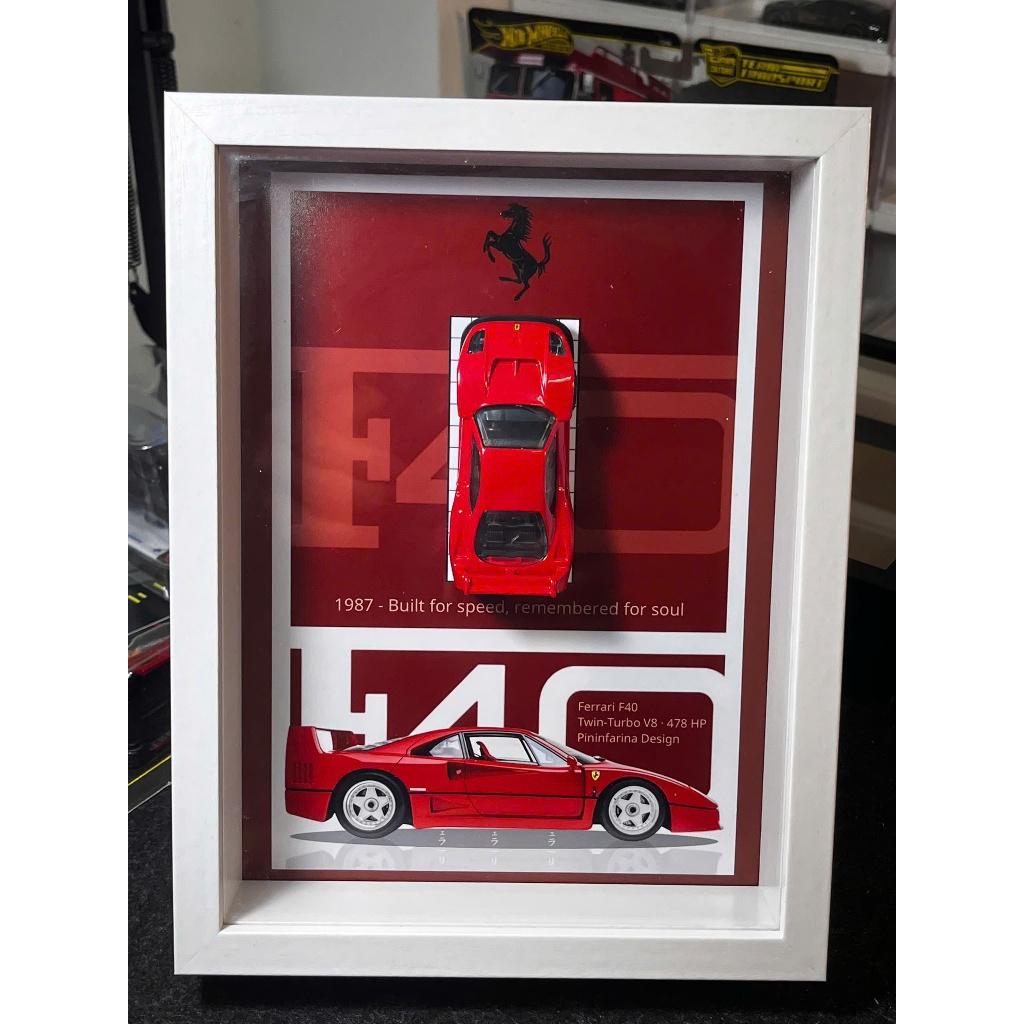 DoubleP - Siêu xe hotwheels 1:64 Ferrari F40 2026 kèm khung ảnh 3D design