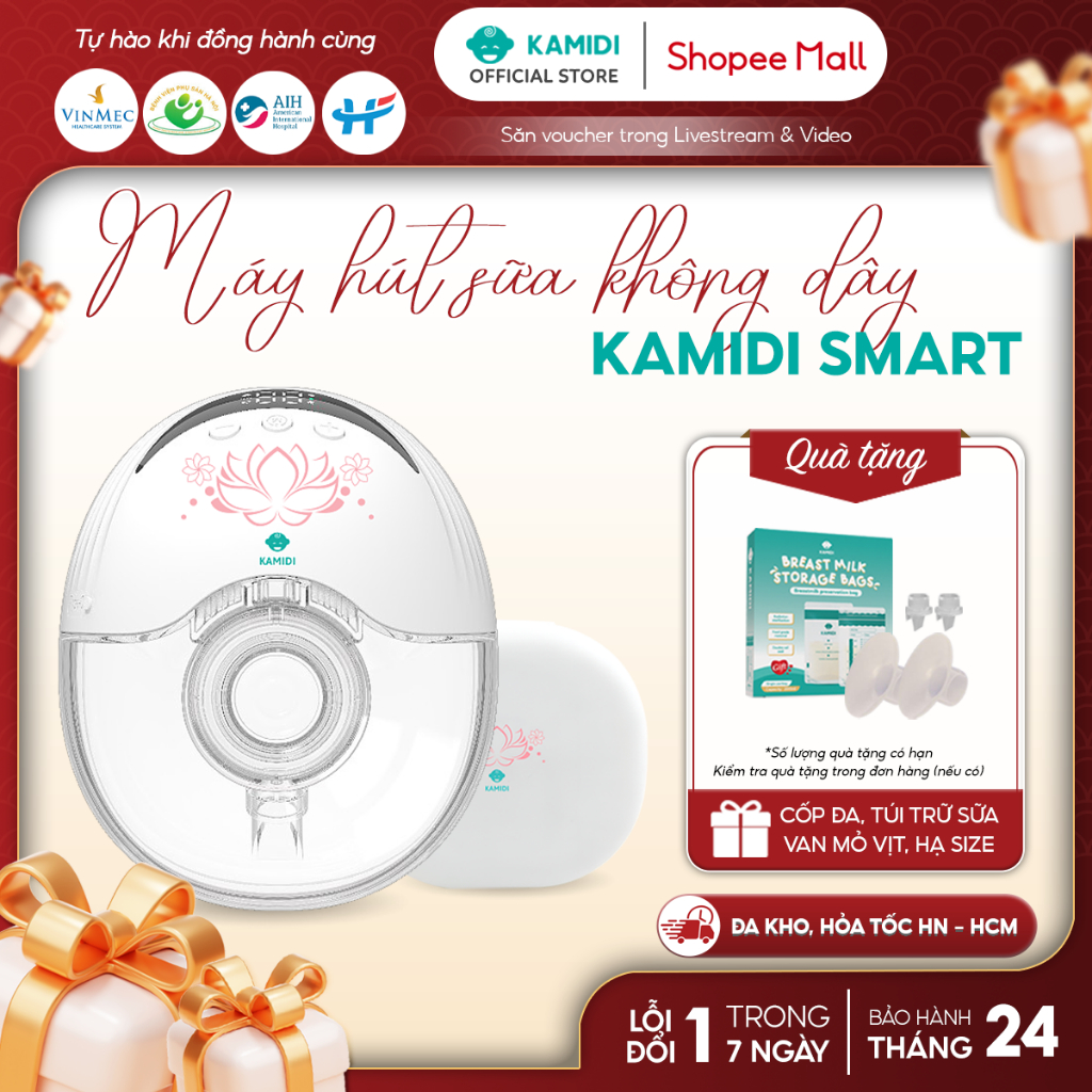 Máy Hút Sữa Không Dây Kamidi Smart Kích Sữa Hiệu Quả Máy Hút Sữa Rảnh Tay Hút Êm Hút Kiệt 4 Chức Năn