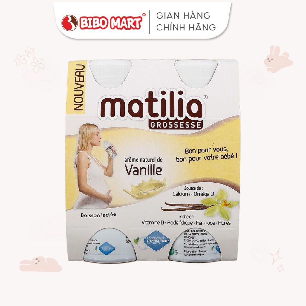 Sữa bầu Matilia Vị Vani Pha Sẵn Lốc 4 Hộp 200ml - Bibo Mart