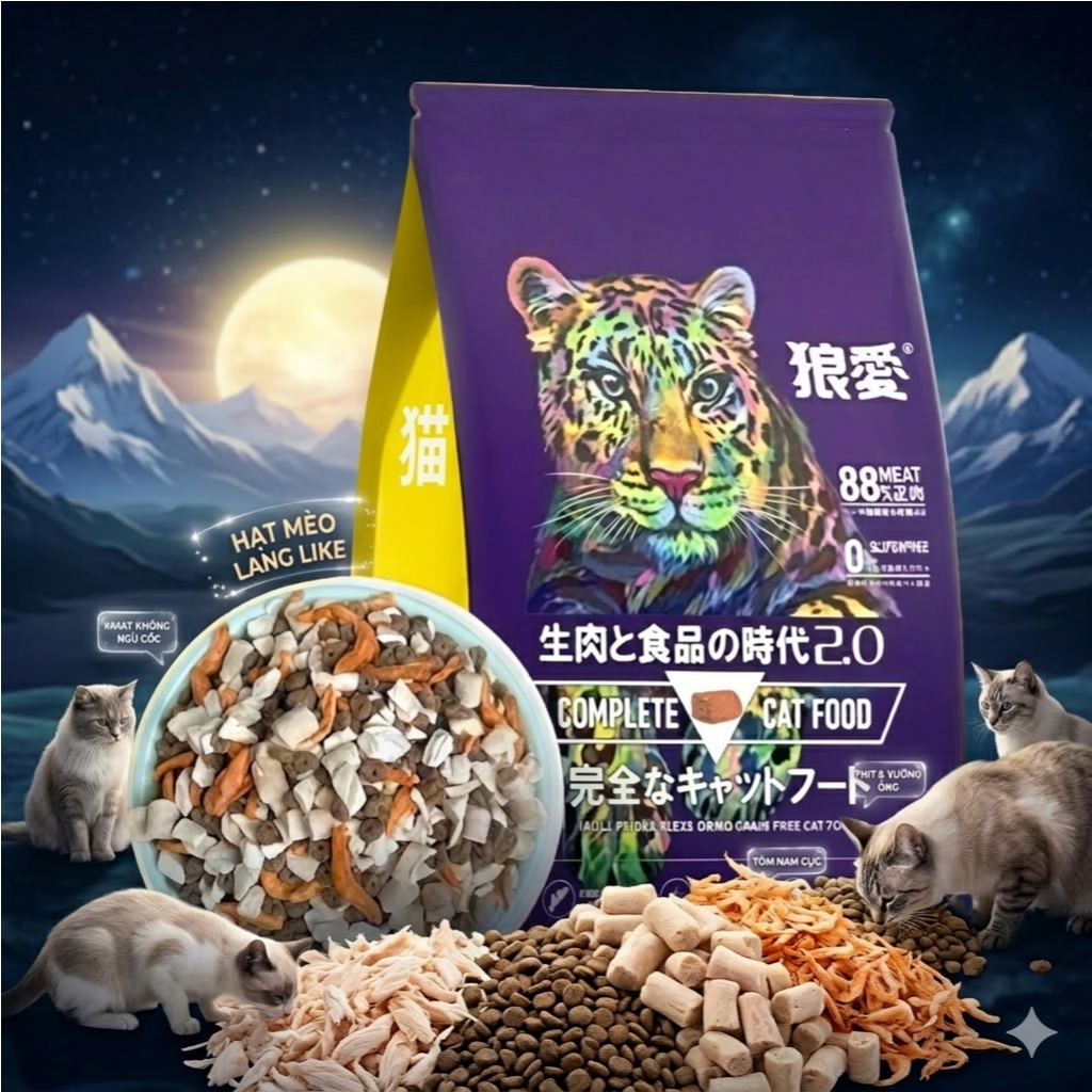 Hạt langlike 5kg cho mèo , hạt mèo langlike 5kg nhiều topping tặng kèm xúc xích