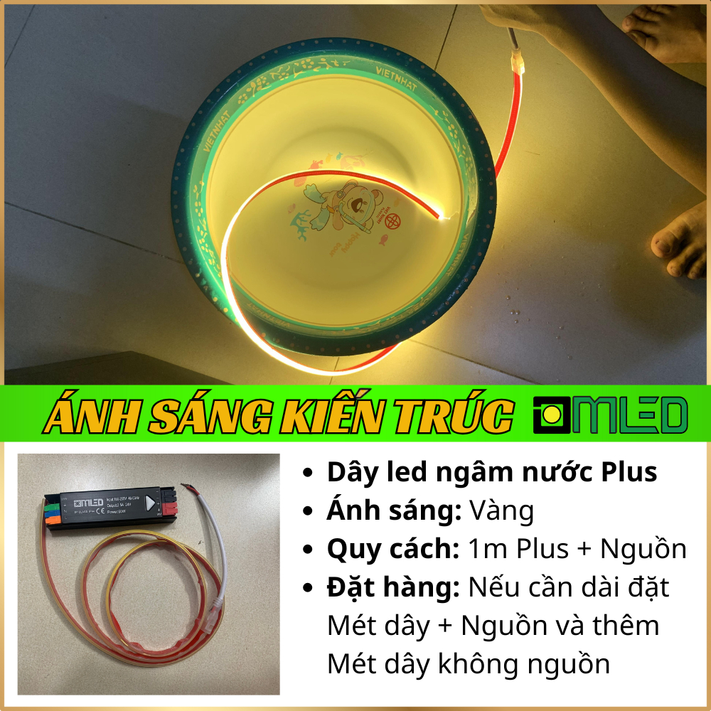 [1-10 mét] Dây LED Ngâm Nước Plus DC 24V, Led Ngâm Nước Hồ Cá Koi, Dây Led 24V IP68, Led Chống Nước