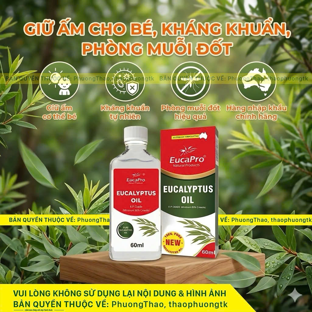 Dầu dành cho trẻ em Dầu khuynh diệp EucaPro Dầu gội cho trẻ em, Dầu Cù Là, Sữa Tắm, dầu tràm nguyên 