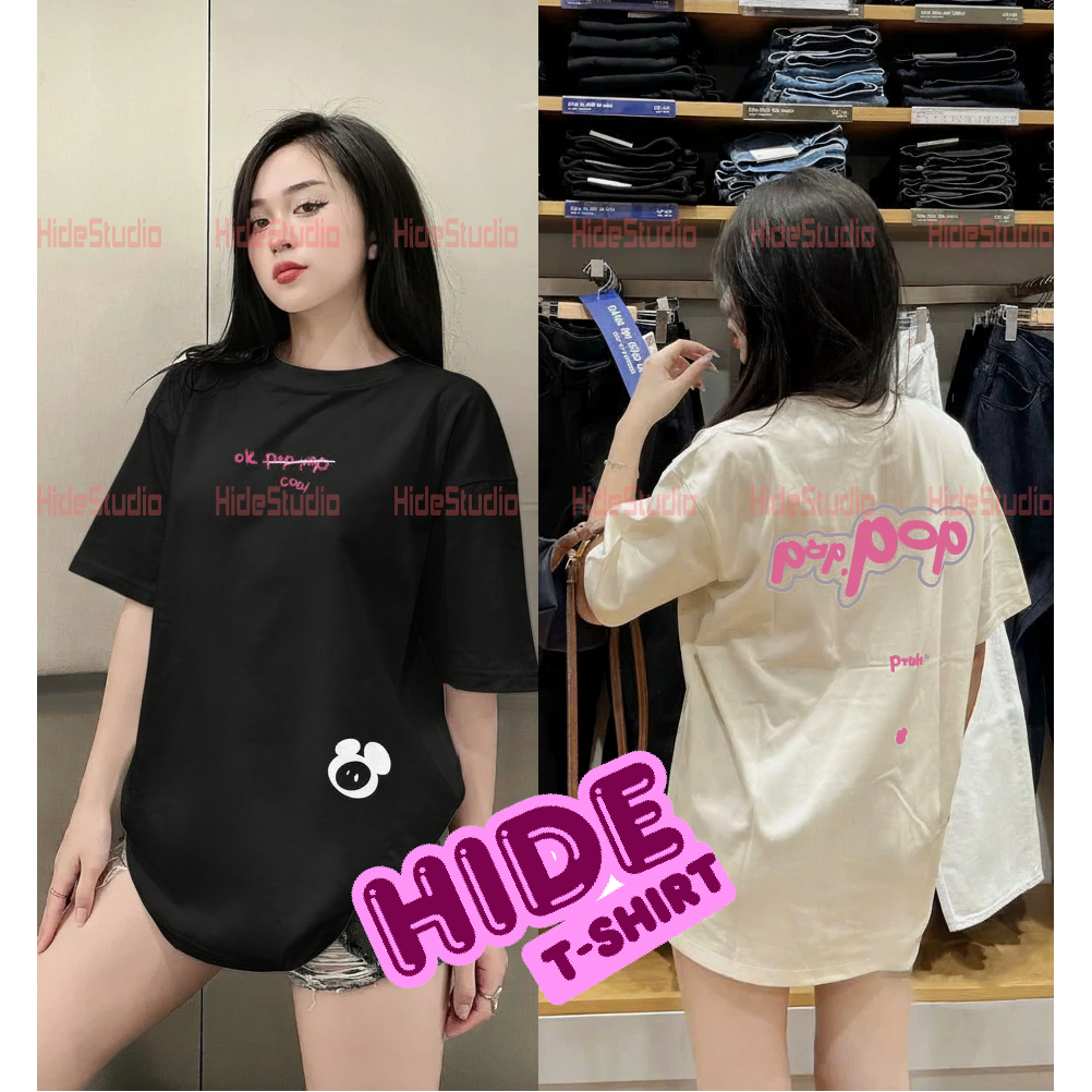 Áo Thun In Poppop Bublle Logo T-Shirts Nam Nữ Hide Studio,Chất Liệu Cotton 100% 2 Chiều Cao Cấp Co G