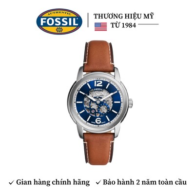 Đồng hồ cơ nam Fossil FOSSIL HERITAGE ME3263, máy Miyota Nhật, mặt 43MM lộ cơ mặt xanh, kính Sapphire, dây da thật
