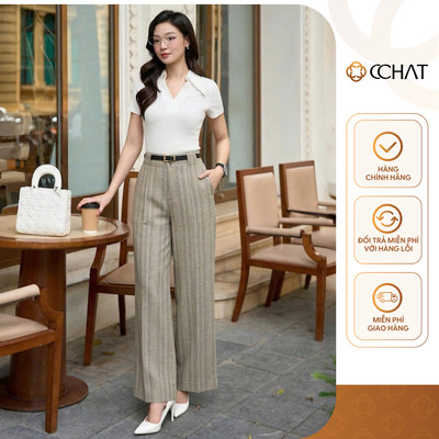 Quần Ống Rộng 𝐂𝐂𝐇𝐀𝐓 Dáng Suông Kiểu Rosaura Chất Liệu Tuytsi Cao Cấp 25QDS2036ST