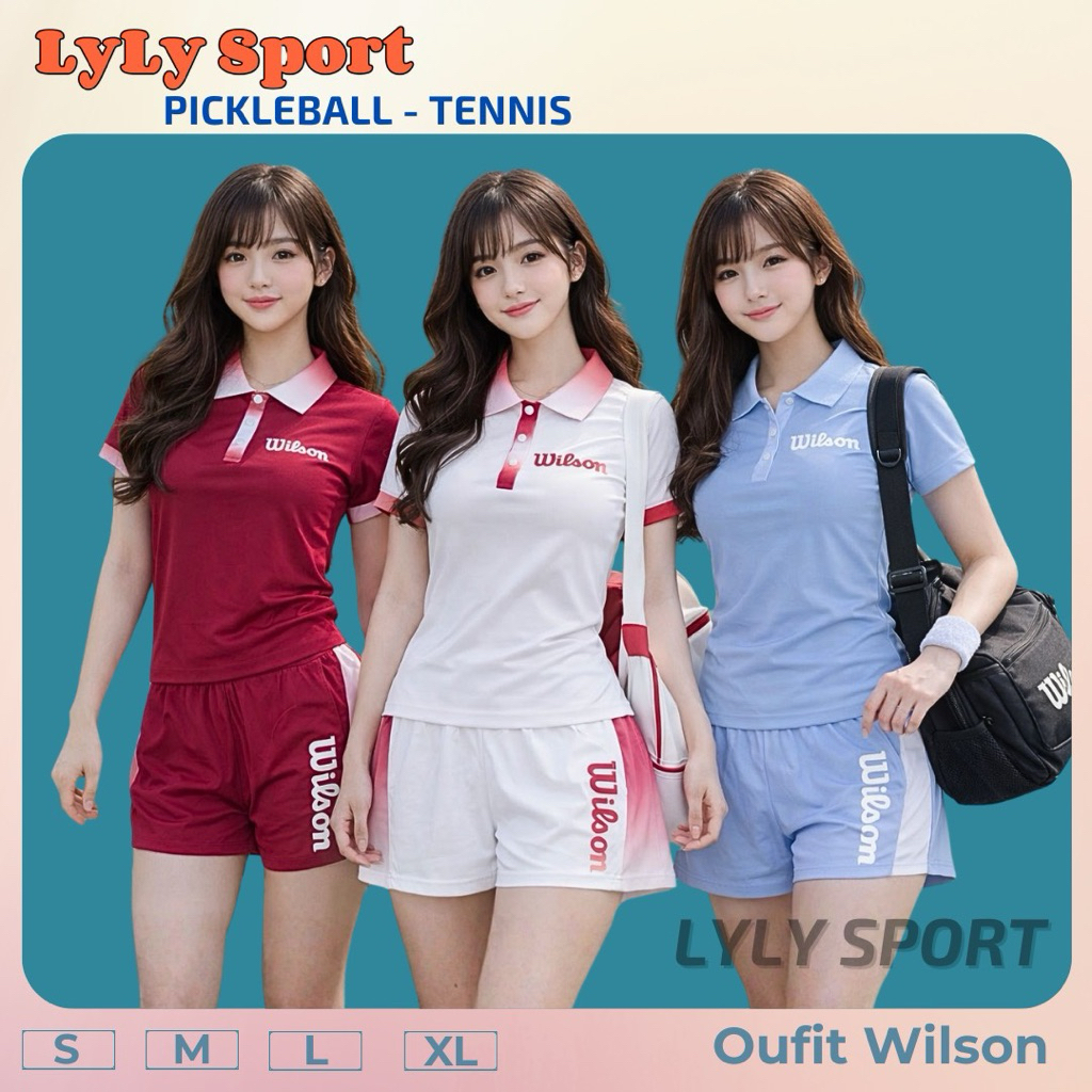 [PICKLEBALL] Set quần đùi thể thao Wilson-áo polo kết hợp quần đùi 2 lớp tập pickleball, tennis, gof
