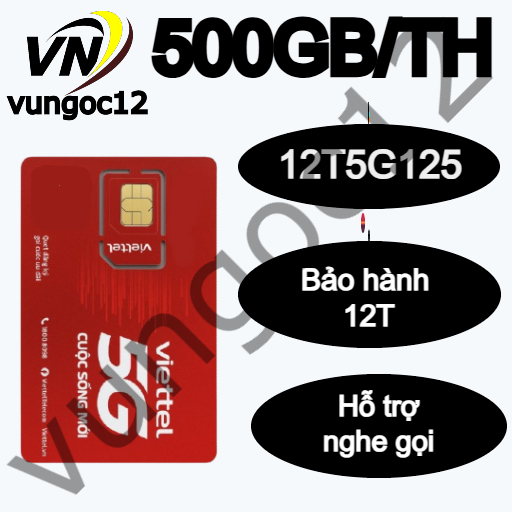 { NGUYÊN KÍT 12T} sim 5G viettel 12T5G125 KM 6000GB ĐỦ 12T
