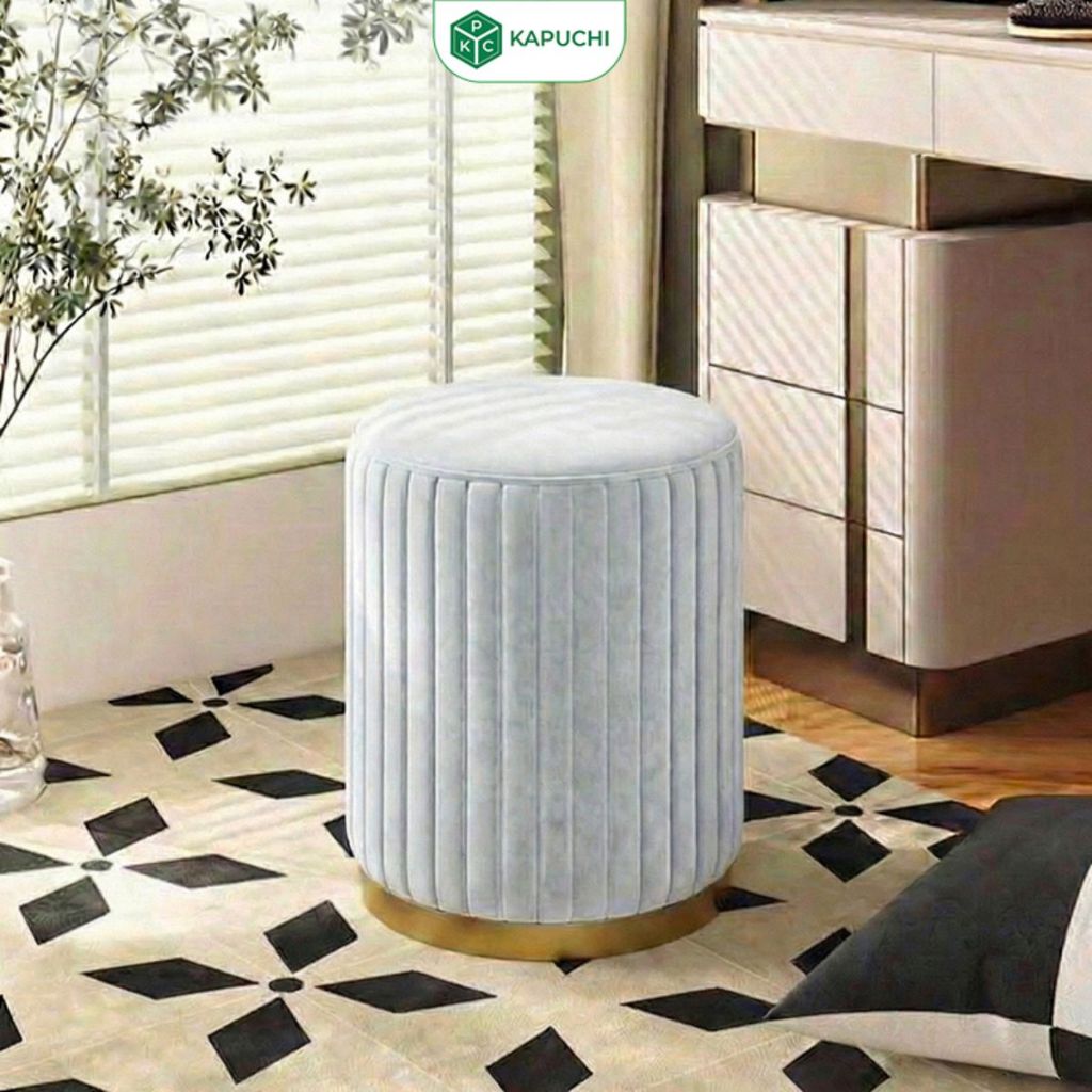 Ghế đôn sofa, ghế bàn trang điểm bọc nỉ hình bông hoa êm ái   - GC45