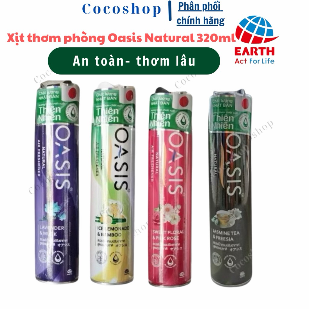 Xịt thơm phòng OASIS  NATURAL 320ml đủ mùi hương
