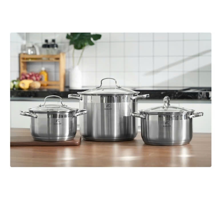K227_ Bộ nồi inox Kailer 6 món KL-BN06 KL-6666