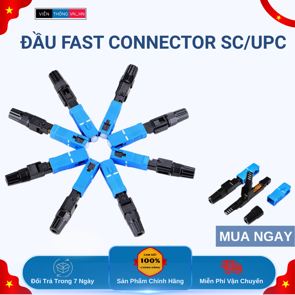 Combo 10 Đầu fast connector SC/UPC nối nhanh cáp quang aon