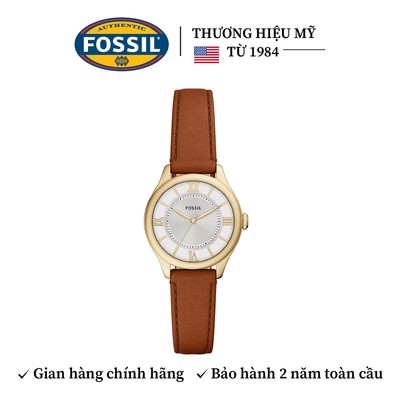 Đồng hồ nữ Fossil Gilmore ES5423 mặt màu bạc, 28mm, dây da thật màu nâu